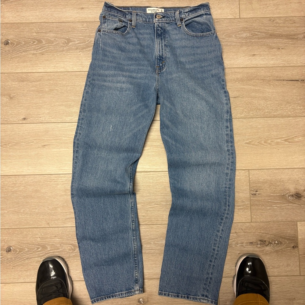 90’s  ultra high rise Abercrombie & Fitch blue straight leg jeans Size 29/8